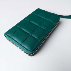 Gr�ne Geldb�rse Portemonnaie Damen gesteppt Quadrate Ziparound