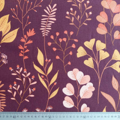 Dekostoff Blumen Bl�mchen Leinen Optik,altrosa orange bordeaux