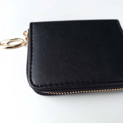 Portemonnaie kleine Geldb�rse Lederimitat gepr�gte Optik Ziparound - schwarz gold