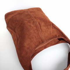 Wildleder Tasche Shopper Beutelform - havanna braun