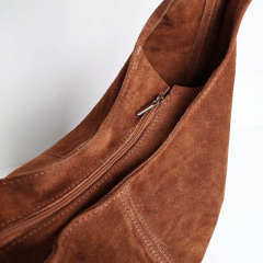 Wildleder Tasche Shopper Beutelform - havanna braun
