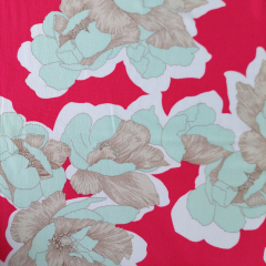 Viskosestoff Borkenkrepp Blumen, wei� mint taupe rot
