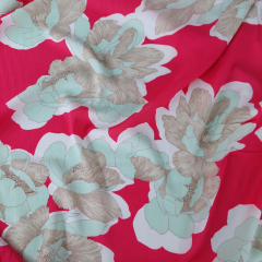 Viskosestoff Borkenkrepp Blumen, wei� mint taupe rot