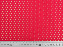 Baumwollstoff Mini Sterne 0,4 cm, gold auf rot