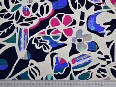 RESTST�CK 38 cm Viskosejersey Retroblumen, pink blau