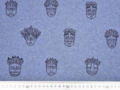 French Terry Sweat Inka K�pfe, jeansblau