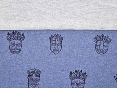 French Terry Sweat Inka K�pfe, jeansblau