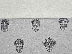 French Terry Sweat Inka K�pfe, grau melange