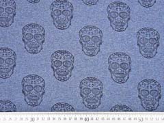 French Terry Sweat Totenk�pfe floral, jeansblau