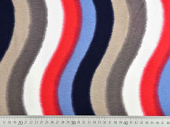 Viskosejerseystoff geschwungene Streifen, rot beige