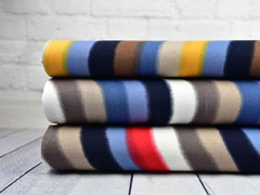 Viskosejerseystoff geschwungene Streifen, rot beige