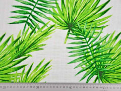 RESTST�CK 50 cm Baumwolle Viskose Stoff Webware tropische Bl�tter, gr�n wei�