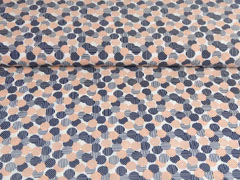 RESTST�CK 117 cm elastischer Blusenstoff gestreifte Punkte, aprikot dunkelblau wei�