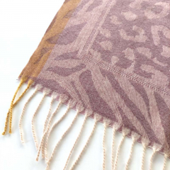 Schal Halstuch Leoparden Zebra Muster Animal Print Fransen, altrosa mauve