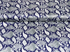 RESTST�CK 50 cm Blusenstoff Satin Schlangenmuster elastisch, grau cremewei� dunkelblau