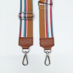 Taschengurt Streifen hellblau rot wei� gr�n camel-camel Leder- silber Schnallen