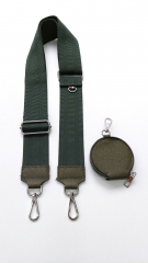 Rundes Ledert�schchen Rundb�rse Taschenanh�nger - khakigr�n - silber Schnallen