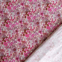 Baumwollstoff kleine Blumen Bl�mchen Silky Cotton, flieder bordeaux pink wei�