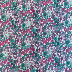 Baumwollstoff kleine Blumen Bl�mchen Silky Cotton, petrol beere wei�