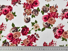 EINZELST�CK 95 cm Viskose Crepe Blusenstoff Rosen, altrosa dunkelpink wei�