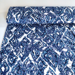 RESTST�CK 50 cm Viskose Jerseystoff Rauten Jeansblau Wei�