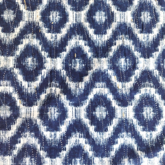 Baumwollstoff Rauten Batik Boho Style Foliendruck Tropfen, dunkelblau wei�