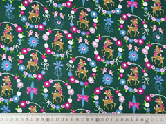 Baumwollstoff Rehe Schleifen Blumenkranz, dunkelgr�n
