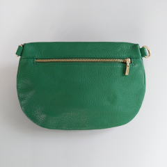 Bauchtasche Leder mit Lederriemen -gr�n - gold Schnallen-Made in Italy