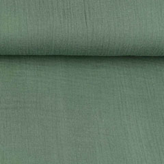 Musselin Stoff Double Gauze uni, dunkelgr�n