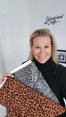 Viskose Webware Leopardenmuster, schwarz karamell aus LENZING™ ECOVERO™ Viscosefasern