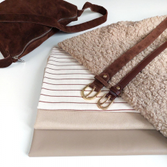 Lederimitat mit Wildleder-Imitat R�cken elastisch, hellbeige