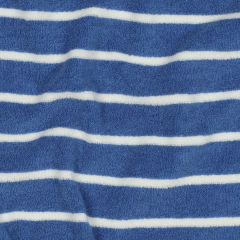 Sweat Frotteestoff Streifen, cremewei� mittelblau