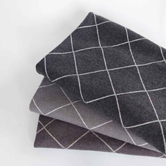 Jacquardjersey Strickstoff Rauten Gitternetz, cremewei� grauschwarz