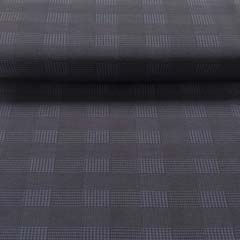 RESTST�CK 48 cm Hosenstretch Stoff Bengalin Glencheck Karomuster, rauchblau schwarz