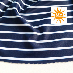 Badeanzugstoff Funktionsjersey Streifen, wei� blau
