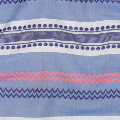 Baumwollstoff Streifen garngef�rbt Jacquard Bord�ren Neon Zickzack, neonorange jeansblau