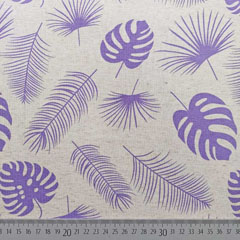 Viskose Jerseystoff Monstera Bl�tter, lila natur melange