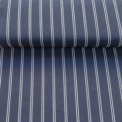 Blusenstoff Crepe Doppel Streifen, weiss dunkelblau