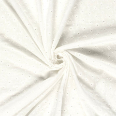 bestickter Baumwollstoff Blumen Reihen, cremewei�