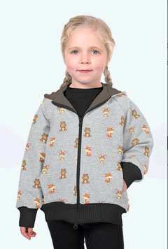 Softshell Stoff Jackenstoff F�chse B�ren, grau meliert