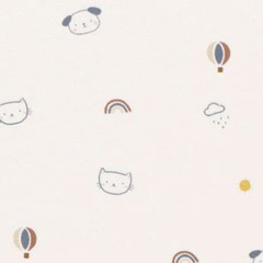 Jerseystoff Regenbogen Katzen Wolken, cremewei�