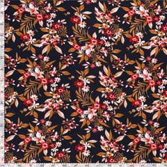 RESTST�CK 83 cm Viskosejersey Stoff Blumen Zweige, dunkelblau