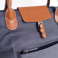 Shopper Damen Handtasche Canvas Look - cognac braun dunkelblau