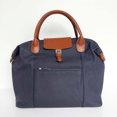 Shopper Damen Handtasche Canvas Look - cognac braun dunkelblau