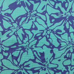 Musselin Stoff abstraktes Blumenmuster Double Gauze, mittelblau t�rkis