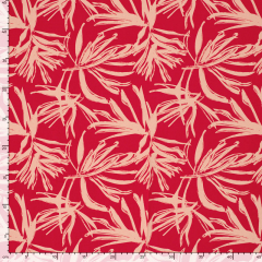 RESTST�CK 55 cm Viskosestoff Popelin Bl�tter Blusenstoff Webware, aprikot rot