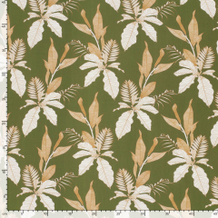 Viskosestoff Popelin Bl�tter Webware Blusenstoff,camel wei� gr�n