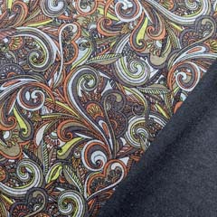 Jerseystoff Paisleymuster, terracotta dunkelgrau hellgrau lime