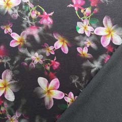 Jerseystoff Blumen asiatisch,pink rot schwarz