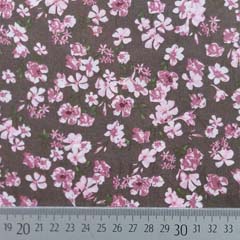 Viskosestoff Popelin Blumen Bl�mchen, altrosa braun